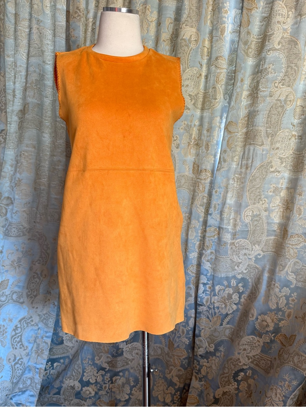 Zara Orange Suede Sleeveless Mini Dress